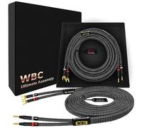 WORLDS BEST CABLES Cable de altavoz HiFi para audiófilos de alta fidelidad, 10 AWG, ultra puro, 2 conectores Eminence Gold Banana (x2) y pala (x2) y chaqueta de tweed de carbono