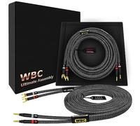 WORLDS BEST CABLES Cable de altavoz HiFi para audiófilos de alta fidelidad, 12 AWG, ultra puro, 2 conectores Eminence Gold Banana (x2) y pala (x2) y chaqueta de tweed de carbono
