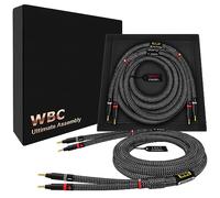 WORLDS BEST CABLES Cable de altavoz HiFi para audiófilos de alta fidelidad (2 m, 7 AWG) ultra puro, OFC, par con conectores banana dorados Eminence y chaqueta de tweed de carbono