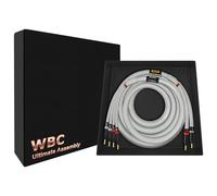 WORLDS BEST CABLES Cable de altavoz único de alta fidelidad de alta fidelidad para canal central con conectores banana dorados Eminence y chaqueta de tweed plateada de 2,44 m, 9 AWG, OFC ultra puro