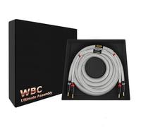 WORLDS BEST CABLES Cable de altavoz único HiFi de alta fidelidad para canal central con conectores banana dorados Eminence y chaqueta de tweed plateada de 3 pies, 9 AWG, OFC ultra puro