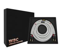 WORLDS BEST CABLES Cable de altavoz único HiFi de alta fidelidad para canal central con conectores banana dorados Eminence y chaqueta de tweed plateada de 3 pies Ultimate - 7 AWG - OFC ultra puro