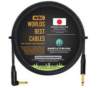 WORLDS BEST CABLES Cable para instrumentos de bajo de guitarra de 75 cm cable Mogami 2524 y conectores Neutrik NP2RX-B y NP2X-B ¼ pulgadas (6,35 mm) Gold TS