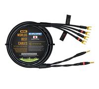 WORLDS BEST CABLES Canare 4S11 - Cable de altavoz único HiFi Star-Quad Bi-Wire de 4 pies para canal central con conectores Eminence Gold Banana y Spade [Banana x2 - Spade x4]