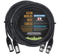 WORLDS BEST CABLES Canare L-4E6S, cables de micrófono Star Quad balanceados macho a hembra con conectores Amphenol AX3M y AX3F Silver XLR - 2 unidades