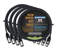 WORLDS BEST CABLES Canare L-4E6S, cables de micrófono Star Quad balanceados macho a hembra de 5 pies con conectores XLR Amphenol AX3M y AX3F plateados, hechos a medida