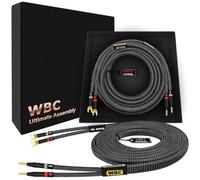 WORLDS BEST CABLES Ultimate - Cable de altavoz de alta fidelidad para audiófilos de alta fidelidad, 10 AWG, 2 conectores de pala y cubierta de tweed de carbono Eminence Gold Banana (x2) y pala (x2)