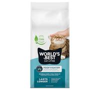 WORLD'S BEST CAT LITTER Poop Fighter - Defensa máxima contra olores, 8 libras, ingredientes naturales, aglutinación rápida, desechable, 99% libre de polvo y fabricado en Estados Unidos, control de