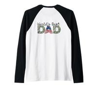 Worlds Best Dad Día del Padre Patriótico 4 de Julio Camiseta Manga Raglan