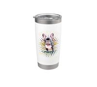 World's Best Frenchie Mom Funny Retro French Bulldog Mamá Vaso térmico de acero inoxidable de doble pared