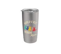 World's Best Frenchie Mom Funny Retro French Bulldog Mamá Vaso térmico de acero inoxidable de doble pared