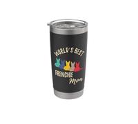World's Best Frenchie Mom Funny Retro French Bulldog Mamá Vaso térmico de acero inoxidable de doble pared