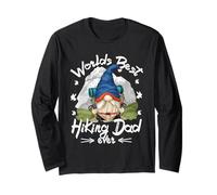 Worlds Best Hiking Dad Ever For Men with Hiker GNOME Grandpa Manga Larga