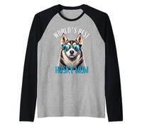 World's Best Husky Mom Día de la Madre Cumpleaños de mamá Navidad Camiseta Manga Raglan