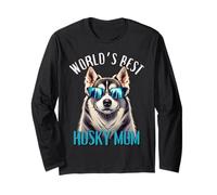 World's Best Husky Mom Día de la Madre Cumpleaños de mamá Navidad Manga Larga