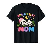 Worlds Best Mom Cute Panda Family Cozy Night Día de la Madre Camiseta