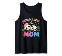 Worlds Best Mom Cute Panda Family Cozy Night Día de la Madre Camiseta sin Mangas