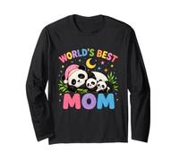 Worlds Best Mom Cute Panda Family Cozy Night Día de la Madre Manga Larga