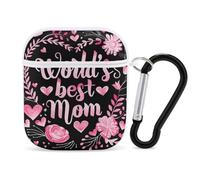 World's Best Mom - Funda divertida compatible con AirPods 1 y 2 auriculares, funda rígida protectora con llavero