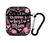 World's Best Mom - Funda divertida compatible con AirPods 1 y 2 auriculares, funda rígida protectora con llavero