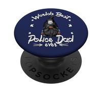 Worlds Best Police Dad For Men Grandpa Police Officer GNOME PopSockets PopGrip Adhesivo
