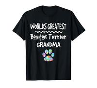 Worlds Greatest Boston Terrier Grandma - Impresión de Pata de Perro Camiseta