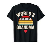 Worlds Greatest Grandma Retro Sunset Heart Camiseta