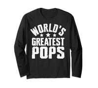 World'S Greatest Pops Dad Papa Grandpa Father's Day Manga Larga