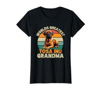 Worlds Greatest TOSA Inu Mastín Perro Abuela Divertido Retro Camiseta gráfica económica, Mujer, Negro, S
