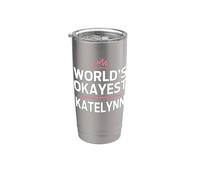 World's Okayest KATELYNN Funny Personalized Custom KATELYNN Vaso térmico de acero inoxidable de doble pared