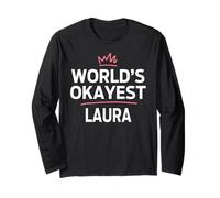 World'S Okayest Laura Funny Personalized Custom Laura Manga Larga