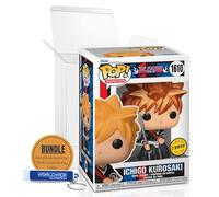 Worldwide Nutrition Paquete compatible con Funko Bleach Ichigo Kurosaki (FB Shikai) Chase Vinyl Figure #1610 - Aprox. 4 1/2 Variante metálica rara con funda protectora y llavero multiusos