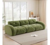 Worletty Boneless Sofá modular, sofá de 3 plazas con función de dormir, sofá cama, espuma 32D de alta densidad, tela de chenilla, diseño antideslizante, sin montaje, 281 x 95 x 76 cm (verde)