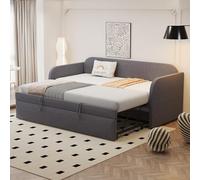 Worletty Chaise Longue, Bodensofa,Cloud Couch,Polsterbett Ausziehbares Schlafsofa,mit vertikalen Streifen mit Lamer, Multifunktionsbett komfortable und atmungsaktiv Leinenstoff (Grey)
