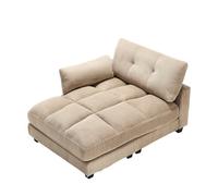 Worletty Chaise longue,Cloud Couch,Lesessel,Sessel,Fflauschige streifenpolster, handgeländer mit rollden Polstern, klappen für den Kopfdreie tassen und eine seitliche hostaschen (Khaki)