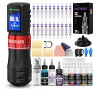 Wormhole Tattoo Kit de pistola profesional de tatuaje con batería de 2300 mAh, 7 tiempos ajustables, tinta de tatuaje, jabón azul, kit completo de tatuaje, bolígrafo de tatuaje inalámbrico de aleación