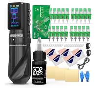 Wormhole Tattoo Kit de tatuaje inalámbrico con 7 tiempos ajustables de 2300 mAh, máquina de tatuaje con modo de trabajo normal/salto/punto con pantalla digital LED para artista de tatuajes WTK315