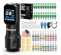 Wormhole Tattoo Pistola, kit de tatuaje con 20 agujas de tatuaje, 20 tintas de tatuaje, fuente de alimentación de tatuaje de 1500 mAh, pantalla digital LED inteligente, máquina de tatuaje para
