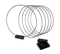 Worown 6 Juegos de Aros de Flores de Metal de 25 cm con Soportes de Madera, Anillos Negros con Soportes, Coronas Florales con Soportes para Bodas, Fiestas, Banquetes