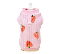 Worparsen Camisa para perro adorable para mascotas, suéter para mascotas, lindo patrón de fresa, blusa para perro, sudadera de moda para gatos con anillo de tracción, suministros para mascotas, rosa,