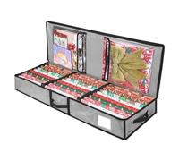 Worparsen Soporte para soluciones de almacenamiento de papel de regalo navideño, bolsa de Navidad con divisiones flexibles, gran capacidad, mango duradero, papel de regalo, gris