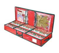Worparsen Soporte para soluciones de almacenamiento de papel de regalo navideño, bolsa de Navidad con divisiones flexibles, gran capacidad, mango duradero, papel de regalo, rojo