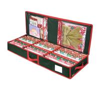 Worparsen Soporte para soluciones de almacenamiento de papel de regalo navideño, bolsa de Navidad con divisiones flexibles, gran capacidad, mango duradero, papel de regalo verde