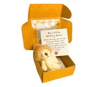 Worry Bear Hug in a Box, 1 juego de mini oso de preocupación con tarjeta inspiradora, regalo de condolencias para Navidad y día de San Valentín, accesorios de escritorio (blanco)