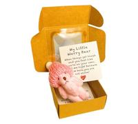 Worry Bear Hug in a Box, 1 juego de mini oso de preocupación con tarjeta inspiradora, regalo de condolencias para Navidad y día de San Valentín, accesorios de escritorio (rosa)