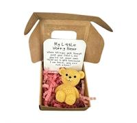 Worry Bear Hug in A Box, pequeño oso de bolsillo hecho a mano en una caja, mini muñeca de peluche con tarjeta inspiradora, regalos conmovedores para amantes, amigos, familia (amarillo)