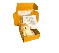 Worry Bear in a Box, mini oso de peluche con tarjeta inspiradora, accesorio de escritorio, regalo de condolencias (blanco)