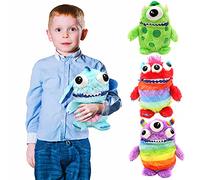 Worry Yummy Monster - Paquete de 4 juguetes suaves para niños, 28 cm, para niños y niñas, para reducir la ansiedad, el estrés y el miedo