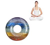 WorryStone - Forma de dona, 7 cristales curativos de chakras, piedras naturales para el pulgar, piedras de palma para meditar ansiedad