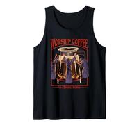Worship Coffee Dark Lord Sarcastic Vintage Funny Adult Humor Camiseta sin Mangas